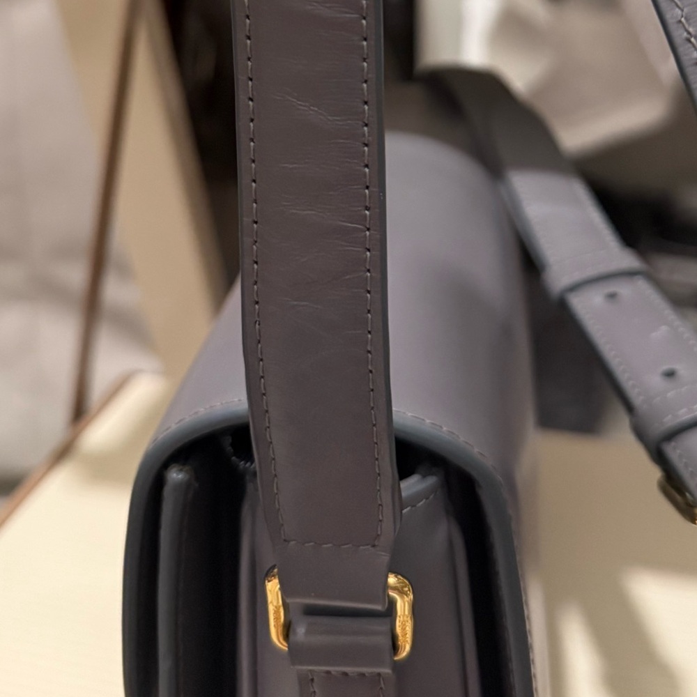 Celine Triomphe Shoulder Bag in Grey with Gold Hardware - Picture 6 of 7